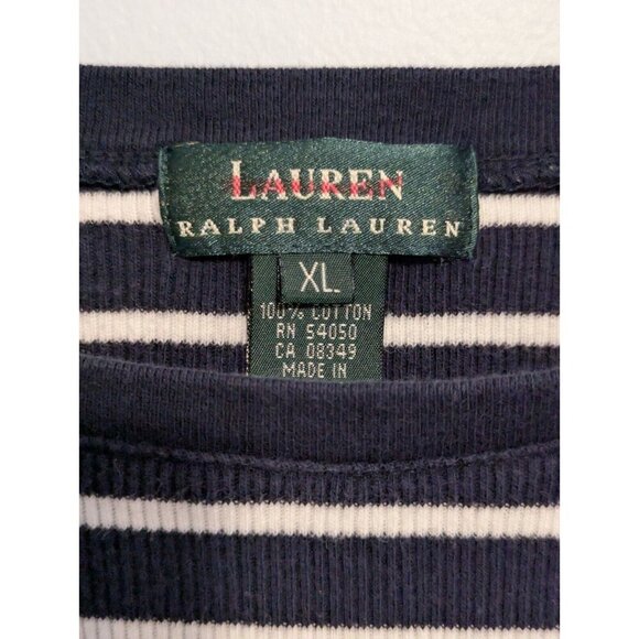 Ralph Lauren Women 3/4 Sleeve Boat Neck Size XL Cotton Casual Shirt Snap buttons - Picture 2 of 5